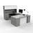 City View Executive U-Shape Straight Front Office Desk with Storage and Frosted Glass Accents, Grey Oak