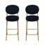Ensemble de 2 tabourets de bar modernes en velours avec pieds en métal dorés et tabourets de comptoir ronds pour îlot de cuisine, bar personnel (noir)-1060564331