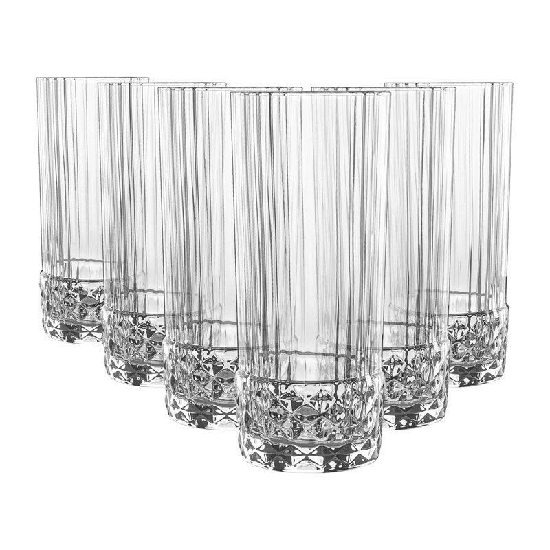 America '20s Highball Glasses, 6, Transparent
