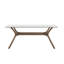 Arne Mid-Century 72" Glass Top Walnut Finish Rectangular Table Dining Set with Black Faux Leather Chairs-1267964387
