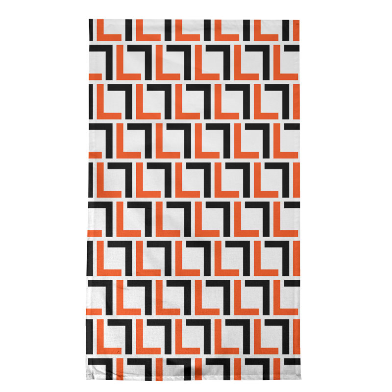 Torchon Cincinnati, Blanc / Orange / Noir, polyester