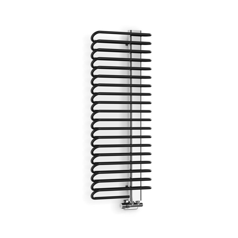 Michelle Heated Towel Rail in Two Tones, 1200x500, Black Bars and Chrome Masking