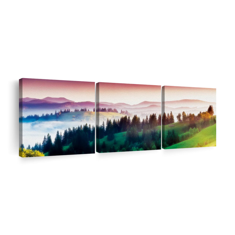 «Calming Mountainscapes Carpirian Mountainscape», ensemble de 3 reproductions sur toiles, H 18 po x l 57 po x P 1,25 po