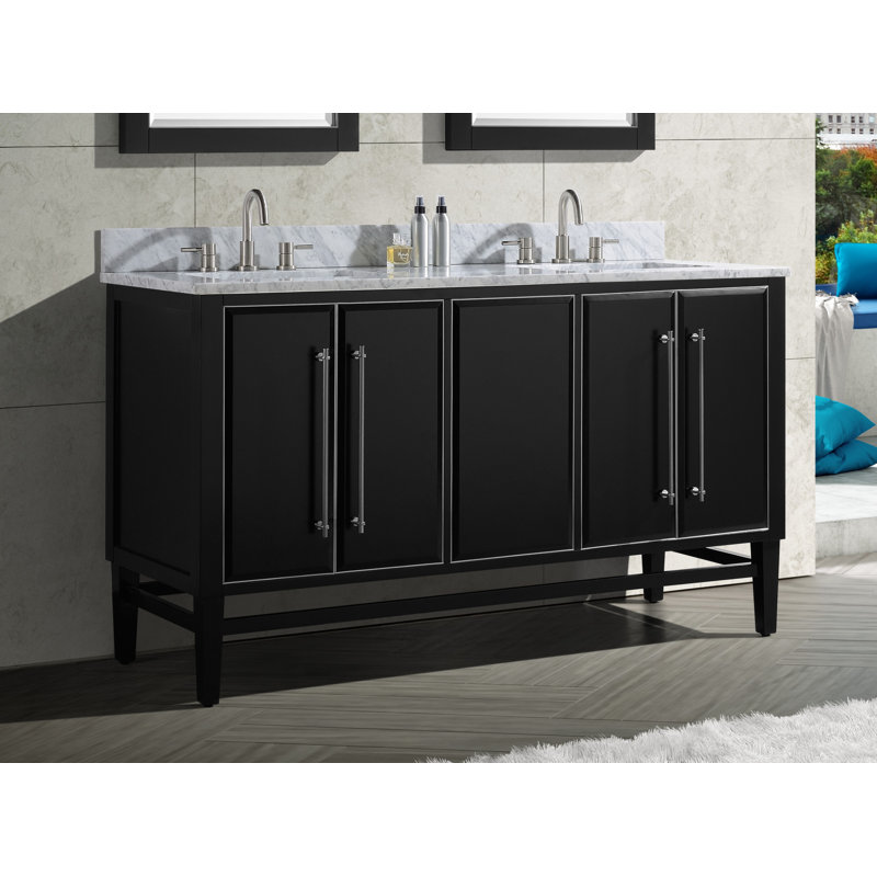 Base de meuble-lavabo double 60 po Ewen, Noir, Satin