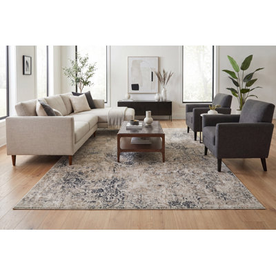 Tapis beige / gris à motif géométrique Grisby