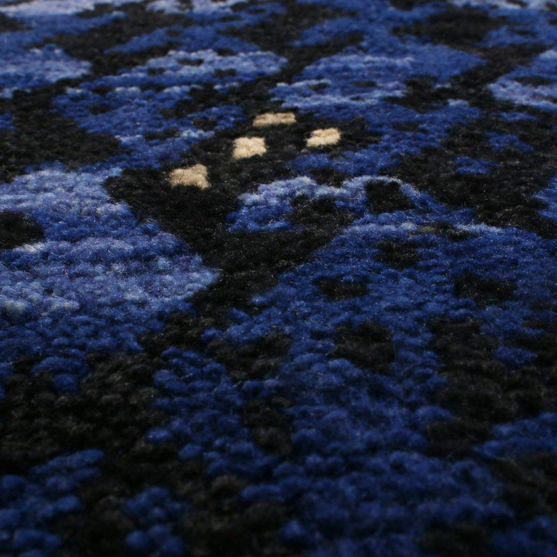 Scandinavian Hand Knotted Wool Geometric Area Rug, Rectangle 5' x 8'