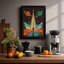 Figure Under Cosmic Light Retro - Framed Print-363220194-363220197
