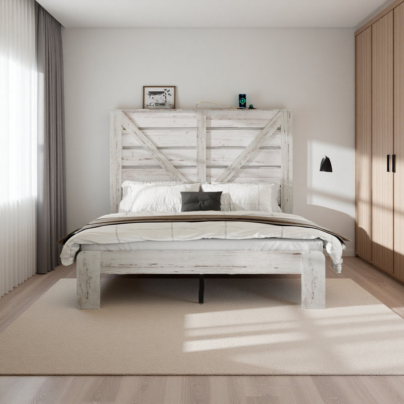 Bed Frame Headboard , Wood Platform Bed Frame , Noise Free,No Box Spring Needed And Easy Assembly Tool,Large Under Bed Storage