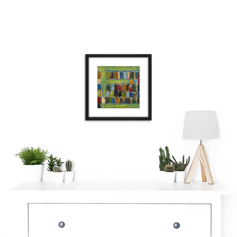 1970 Composition 3 Abstract by Jean-Michel Coulon - Single Picture Frame Painting
