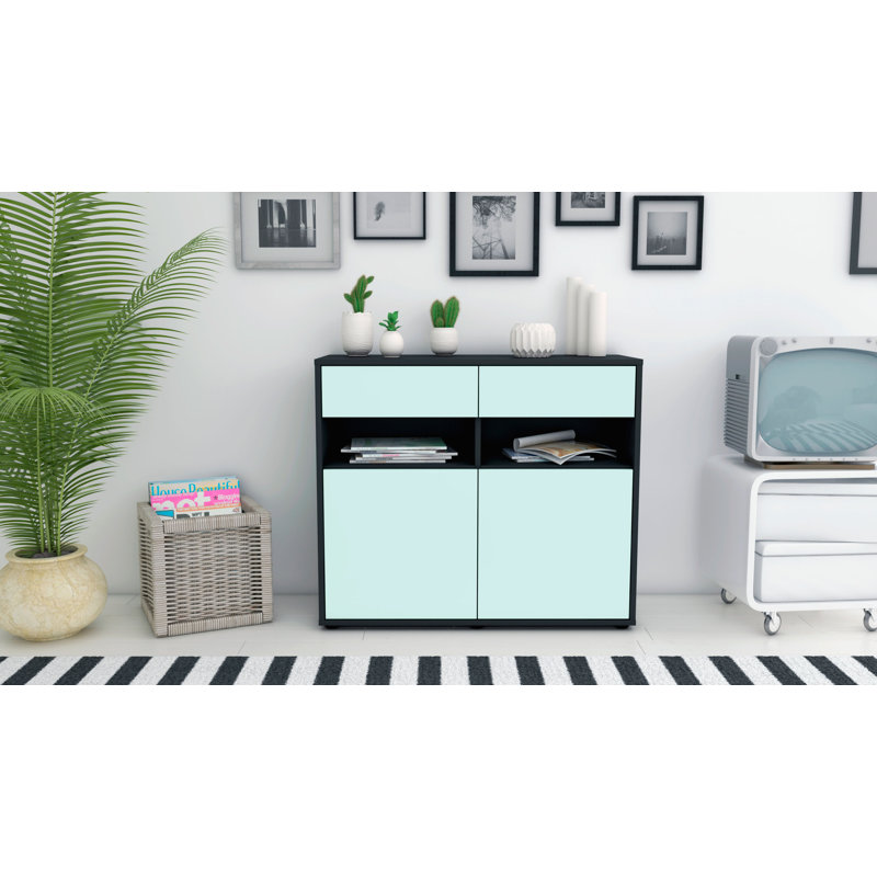 Portola 92cm Sideboard, Anthracite/Light blue