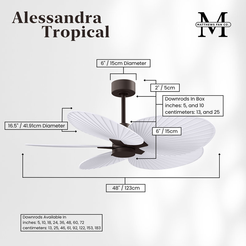 Alessandra - Five Blade Ceiling Fan, Textured Bronze, Matte White