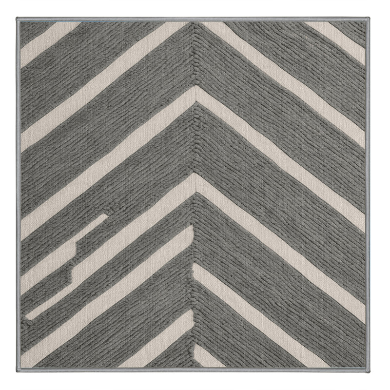  Tapis lavable rayé gris clair, Carré 3 pi
