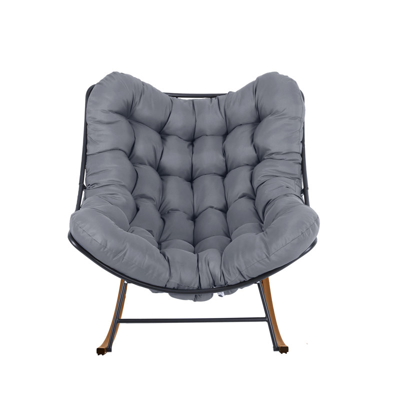 Chaise berçante d'extérieur en métal Kynzli, Navy