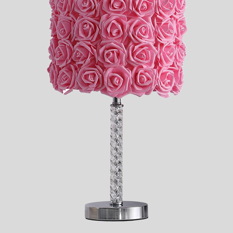 Lampe de table en acrylique / métal 18,25 "Pink Roses In Bloom, Rose