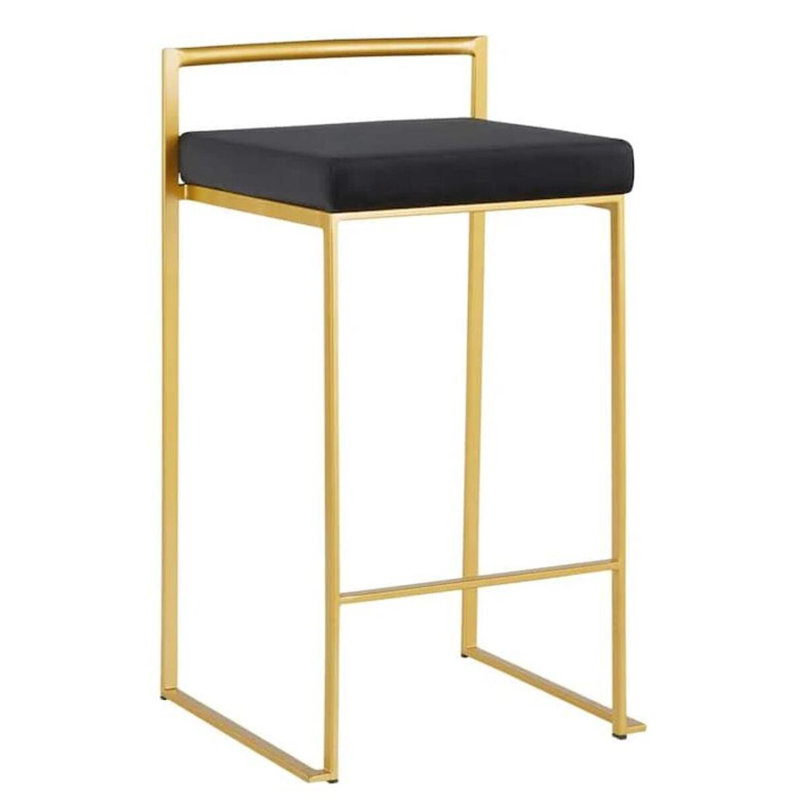 Benito Vegan Leather Stool, Gold, Black