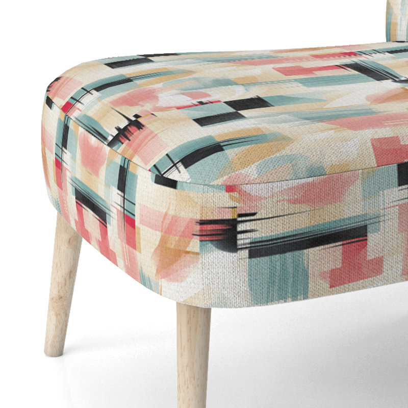 Beige Cubic Sophistication - Upholstered Modern & Contemporary Accent Side Chair