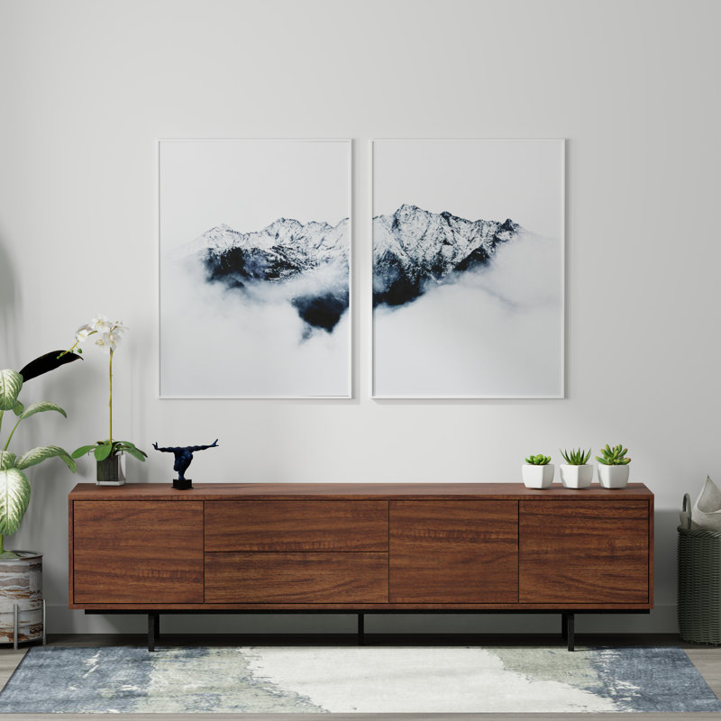 Arnfinnur Unfinished TV Stand, Walnut/Black