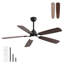 Ventilateur de plafond 52 pouces avec lumière à DEL à intensité variable, 6 vitesses, 5 pales, moteur à courant continu pour l'intérieur-232615500-232615503