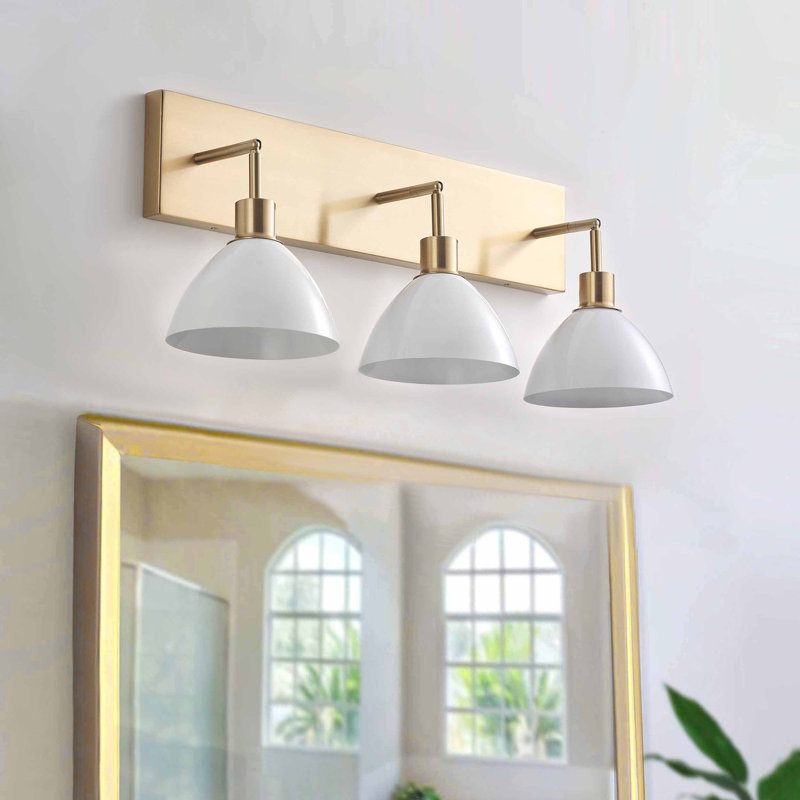 3-lamp White Gold Adjustable Iron Industrial Mirror Front Light, Gold