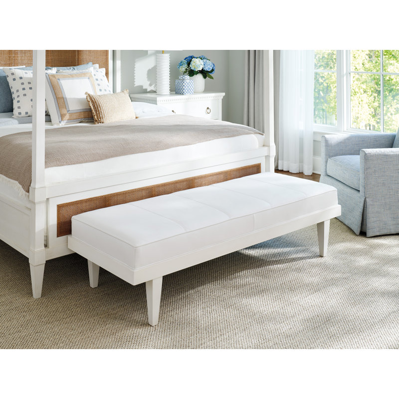 Barclay Butera Upholstery Leather Bench, White