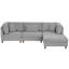 Canapé modulaire 4 pièces en velours côtelé gris clair avec dossier coussiné et repose-pieds amovible-1458502282