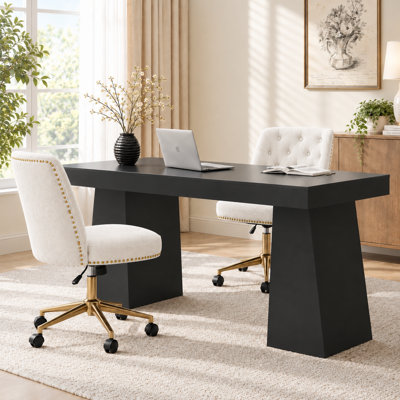Ensemble de bureau de direction moderne avec 2 chaises de bureau pivotantes rembourrées