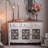 Brown White Solid Wood Iron Glass Sideboard