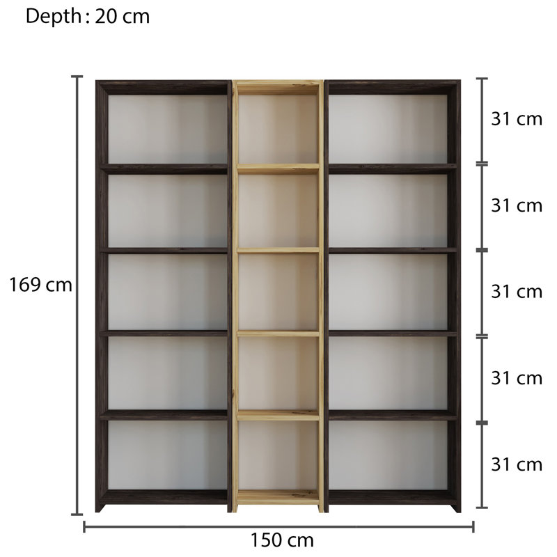 Bibliothèque Bulluck H 66,54 "x l 59,06", Noir / naturel