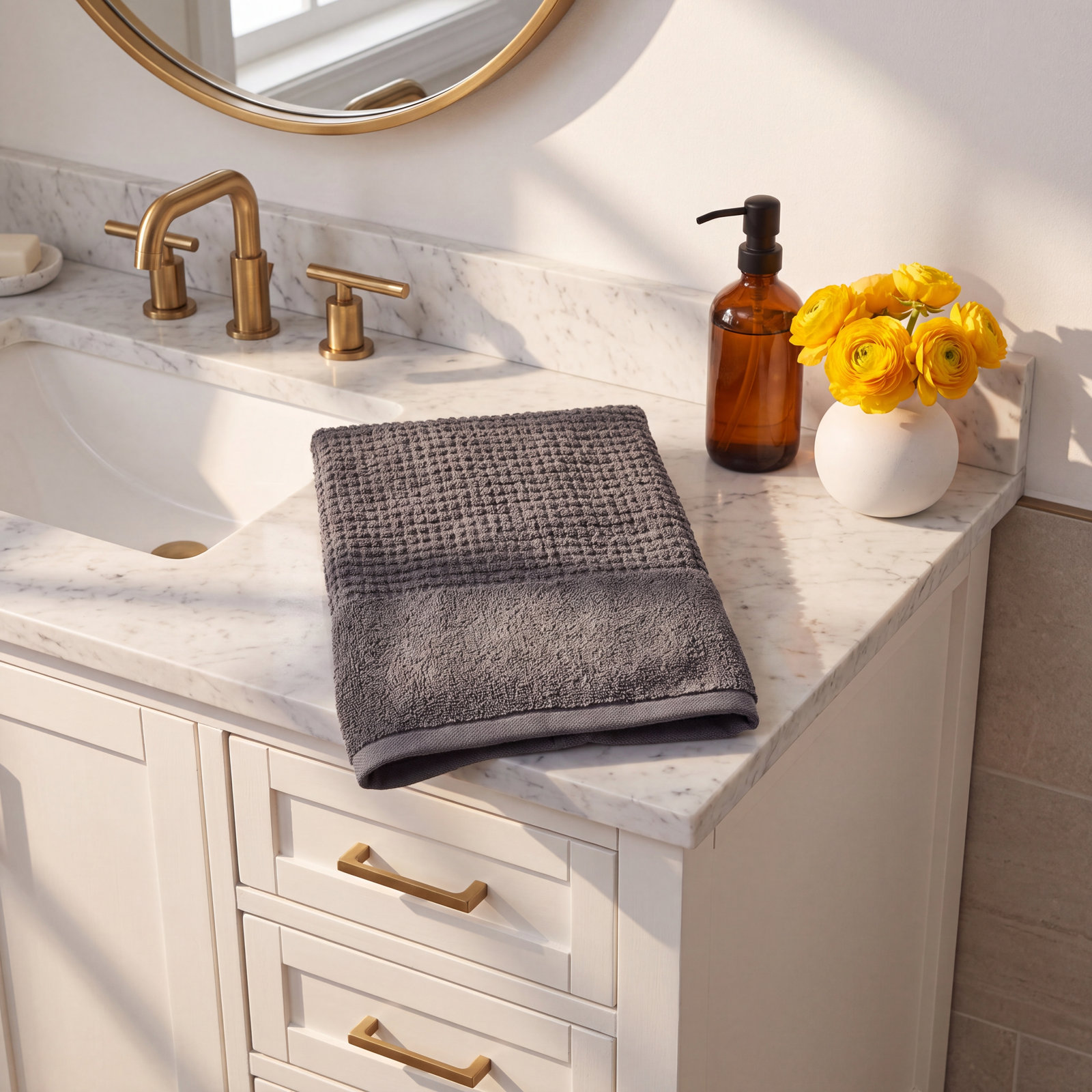 Earline Midweight Hand Towel, Gray