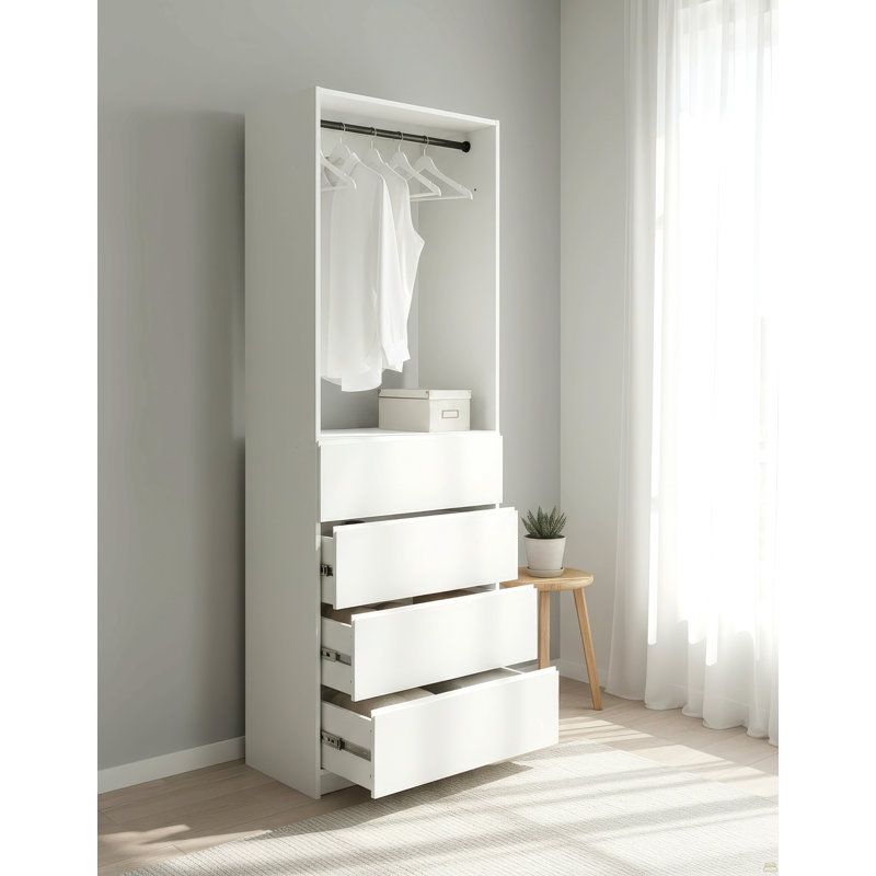 Garde-robe 32 po à quatre tiroirs en bois blanc