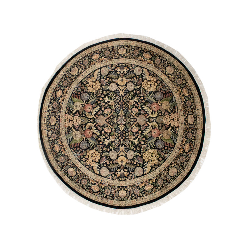 Tapis décoratif ovale en laine de conception unique 7 pi 10 po x 8 pi 1 po noué à la main new age Wali