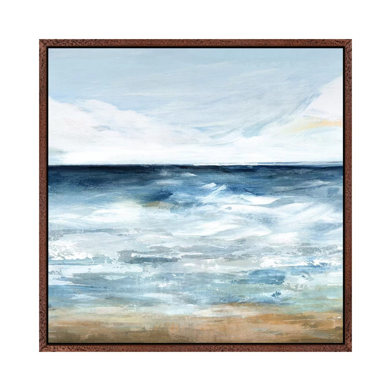 Blue Ocean I by Isabelle Z - Print on Canvas, 66.04 cm H x 66.04 cm W, Classic Brown Wood Framed