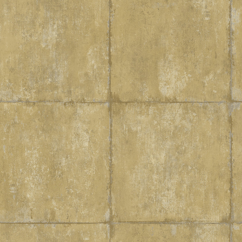 Rouleau de papier peint métallique / métallique 27 pi x 27 po Block, Or métallique / beige