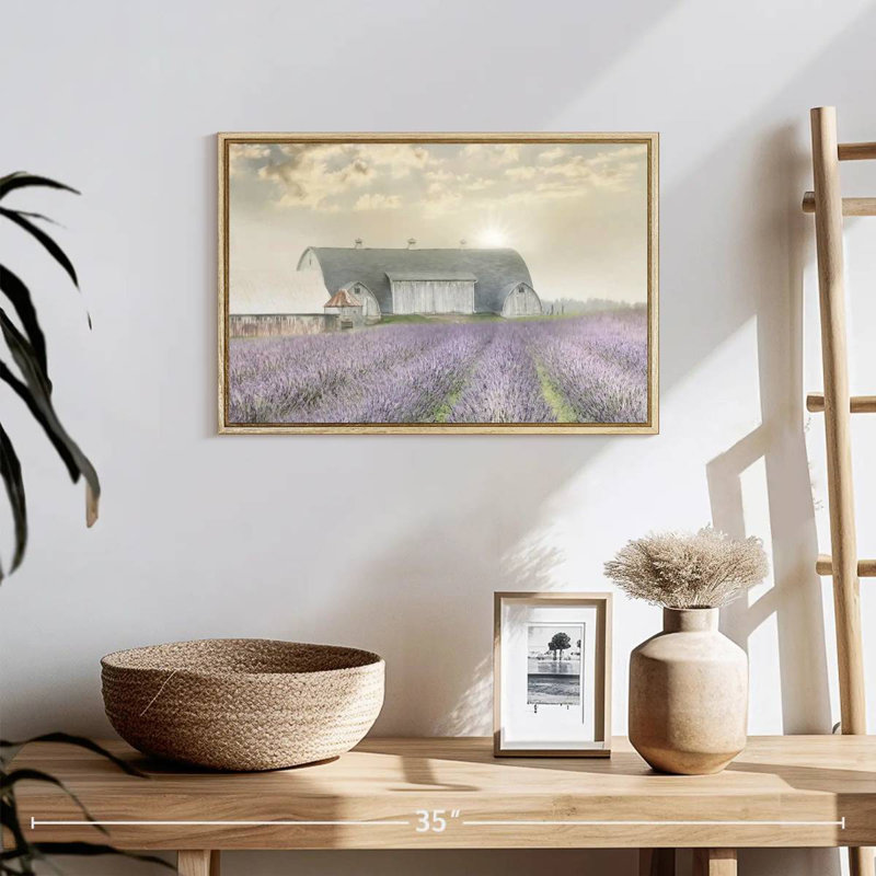 Lavande matinale, 19 po x 13 po, Cadre flottant en bois naturel