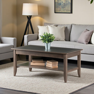Callion Contemporary Gray Finish Coffee Table With Lower Shelf, 17.95" H X 39.75" W X 22.25" D