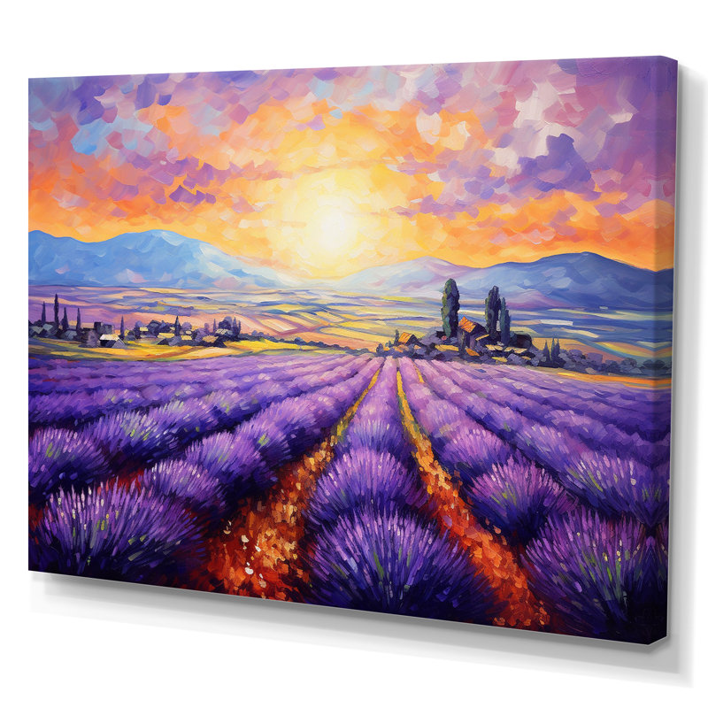Vangogh Lavender Fields I, encadré sur toile par Vincent Van Gogh, peinture, H 16 po x l 32 po x P 1 po, Toile tendue