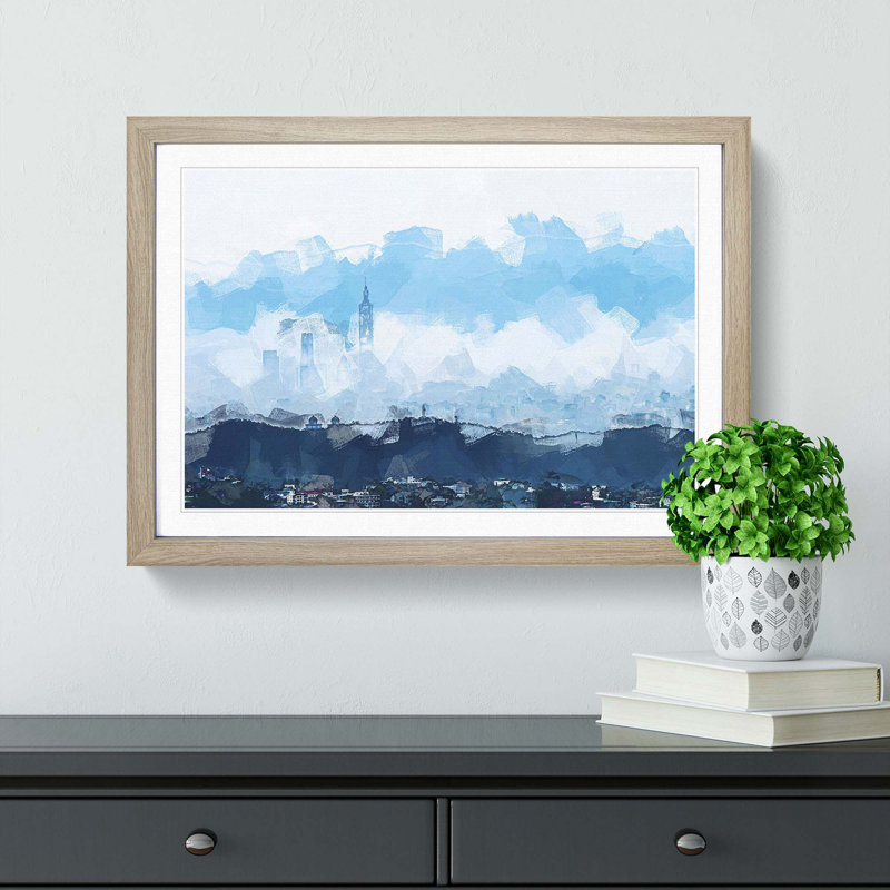 Taipei City in Taiwan in Abstract - Framed Print, 27cm H x 36cm W x 2cm D, Oak Framed
