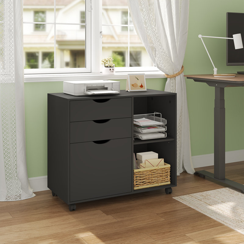 3 -Drawer Filing Storage Cabinet, Matte Black