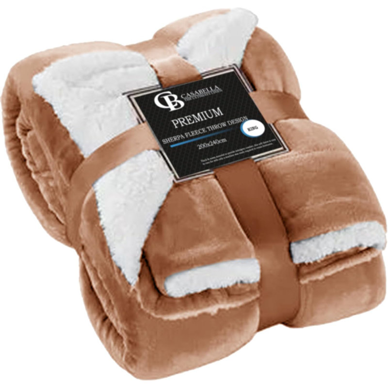 Veyo Throw Blanket, Beige, 150cm W x 200cm L
