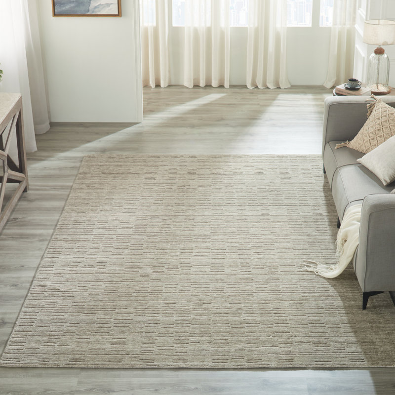 Tapis gris clair en laine Luxe, Rectangle 5 pi 6 po x 8 pi 6 po, Beige/Grey