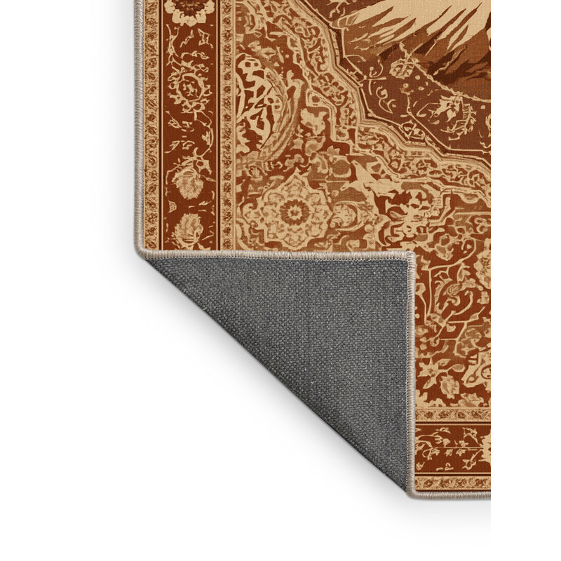 Soft Plush Fairborn Mount Kilimanjaro Classic Oriental Area Rug in Brown – Beige Binding, 2x5