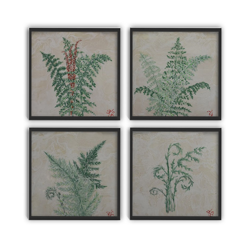 «Monoscape XLVI», ensemble de 4 reproductions d'art, Cadre flottant noir, H 12 po x l 12 po x P 1,5 po
