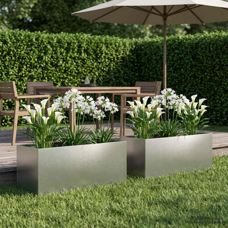 Raised Garden Bed, 40cm H x 100cm W x 40cm D, Silver, 2