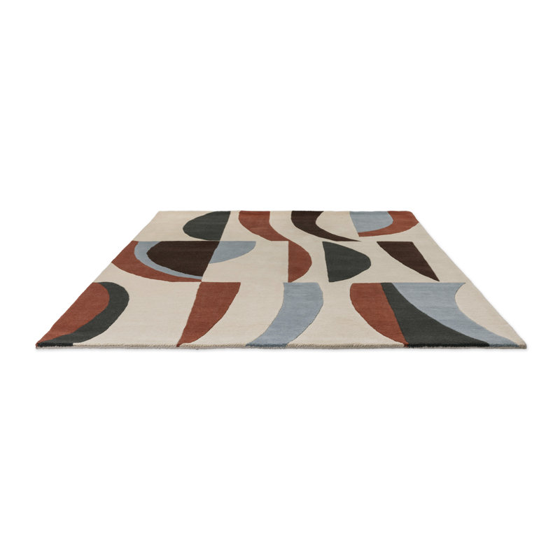 Torillo Hand Tufted Wool Abstract Area Rug in Cornflower/Walnut, Rectangle 4'7" x 6'7"