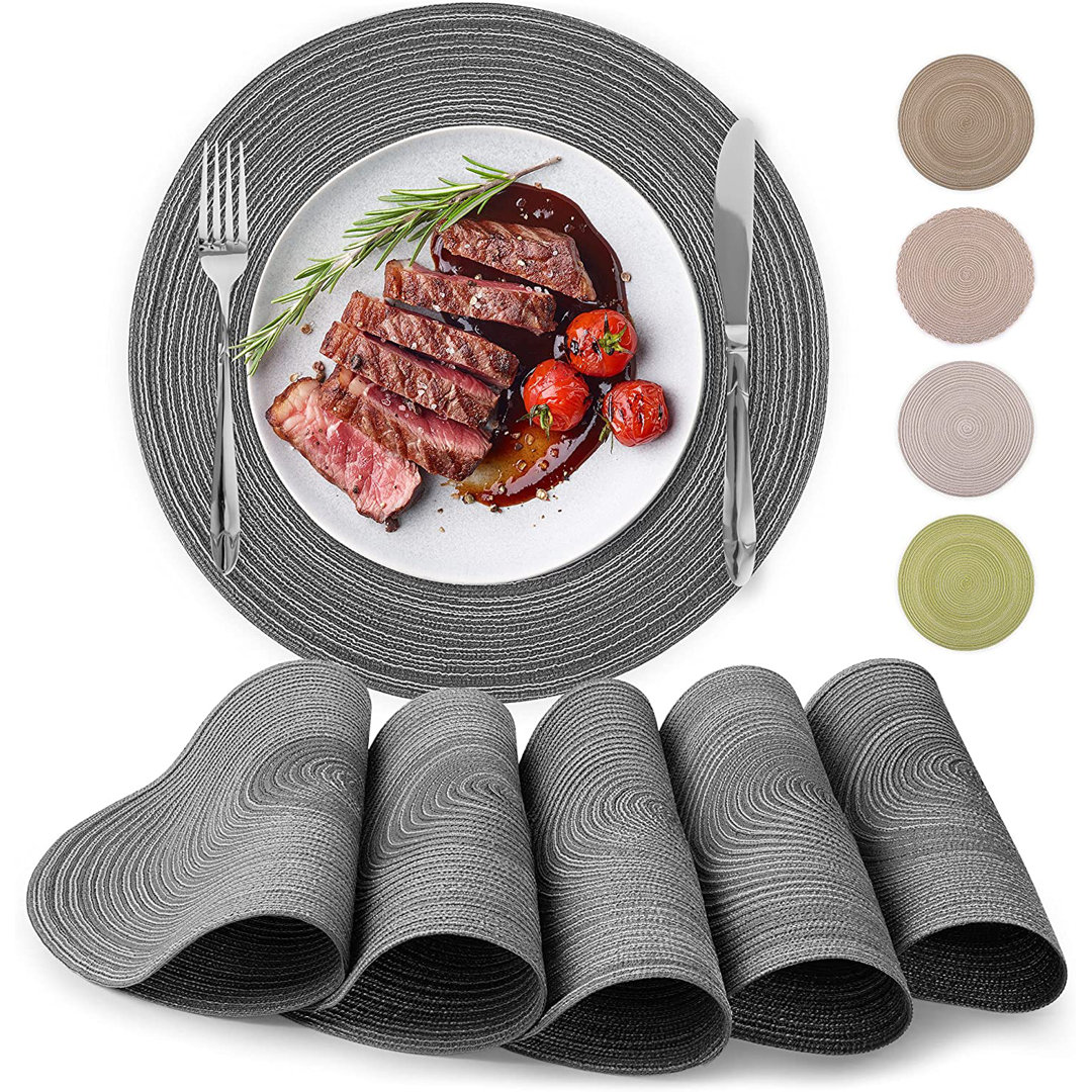 Zulay Kitchen 15 Inch Braided Round Placemats For Dining Table Set Of 6 Zulay Kitchen 
