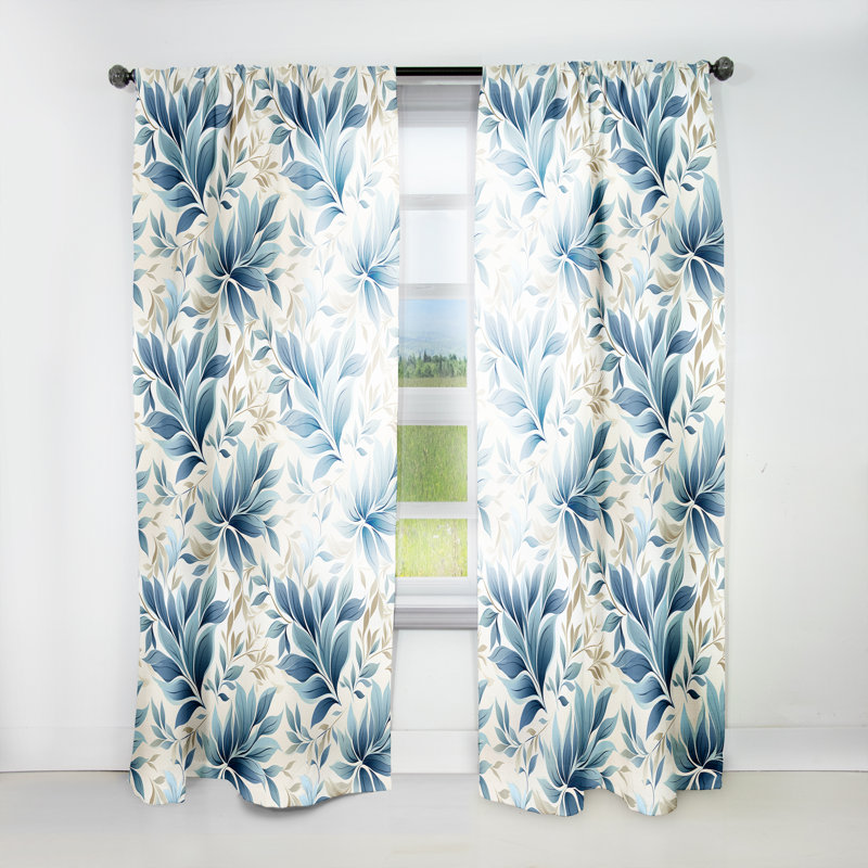 Tranquil Patterns I - Rideau floral - Velours obscurcissant - 1 panneau, L 52 po x L 90 po