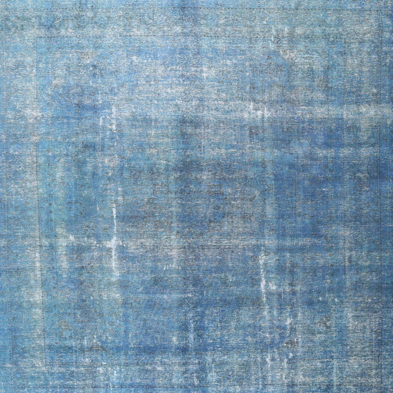 Tapis oriental bleu Ajiya, Carré 5 pi