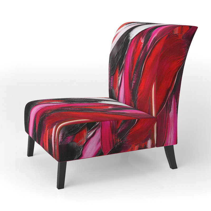 Brechta Vibrant Curve Design II - Velvet Upholstered Modern Slipper Chair, Red/Black/Pink