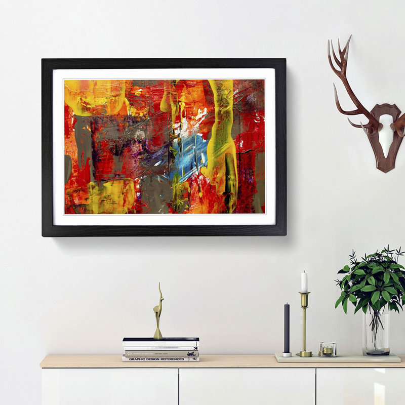 Abstract Art Painting Vol.198 by S.Johnson - Picture Frame Painting Print, Black Framed, 36cm H x 48cm W x 2cm D