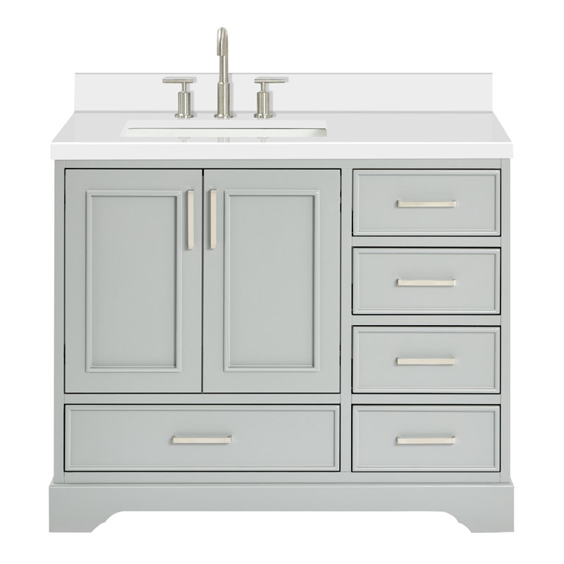 Ensemble de meuble-lavabo simple 43 po avec plateau Abshire, Gris